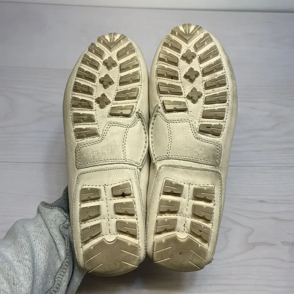 Coach Arlene Loafers‎ Women Ivory Pebbled Grain Leather Penny Driving Size 7B